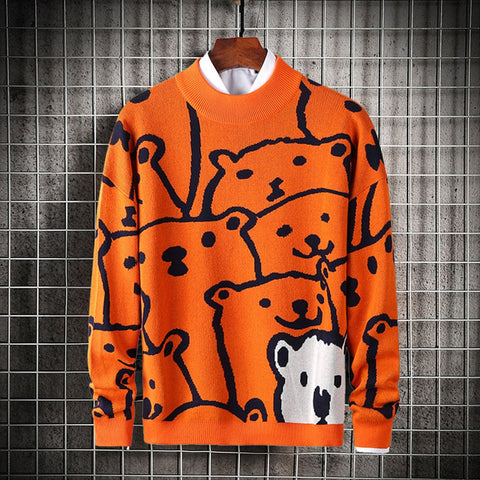 Casual Knitted Oversized Cartoon Bear Sweater
