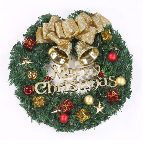 Christmas Decorations Christmas Wreath Christmas Decoration Double Bell Rattan Wreath Hanging Christmas Scene Layout Props
