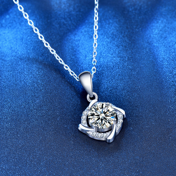 925 Sterling Silver Windmill Necklace Female Korean New Product Simulation Diamond Moissanite Pendant