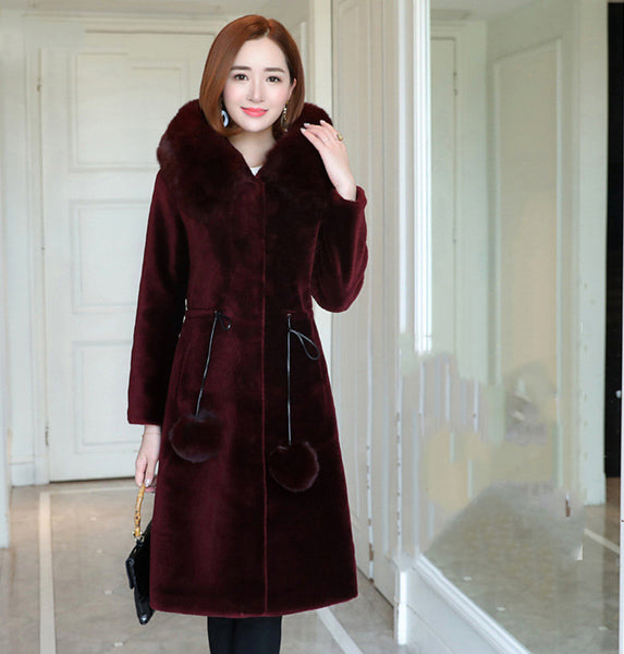 Fashion New Product Fur Women's Mid-length Slim Coat