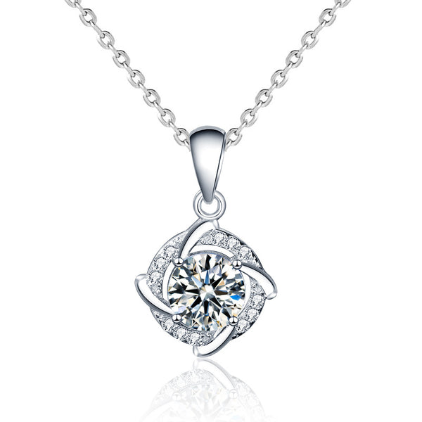 925 Sterling Silver Windmill Necklace Female Korean New Product Simulation Diamond Moissanite Pendant