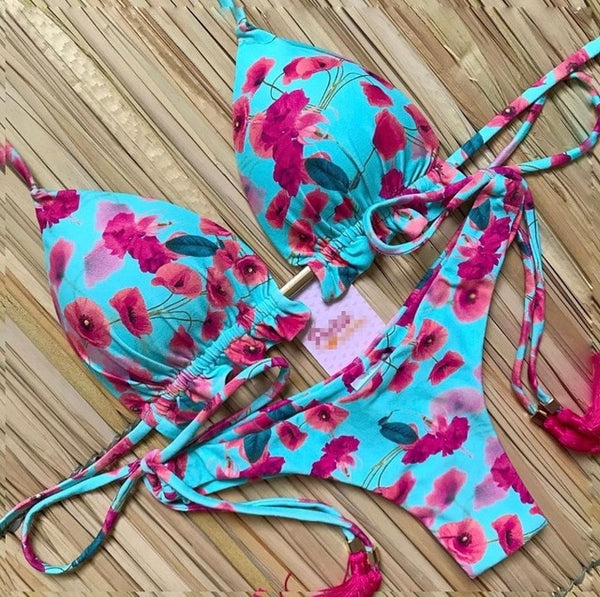 2019 Hot Micro Bikini Push Up Sexy Swimwear Women Printed Summer Swimsuit Beachwear Brazillian Bikini Set Push Up Bathing Suit