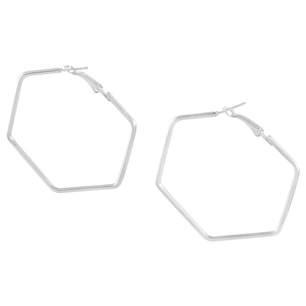 Smooth Hexagon Big Hoop Earrings For Women