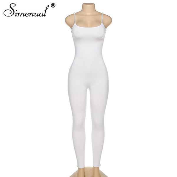 Simenual Strap Casual Bodycon Rompers Womens Jumpsuit Workout Active Wear Sleeveless 2020 Summer Solid Jumpsuits Skinny Fashion