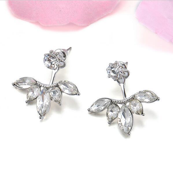 Crystal Flower Drop Earrings for Women