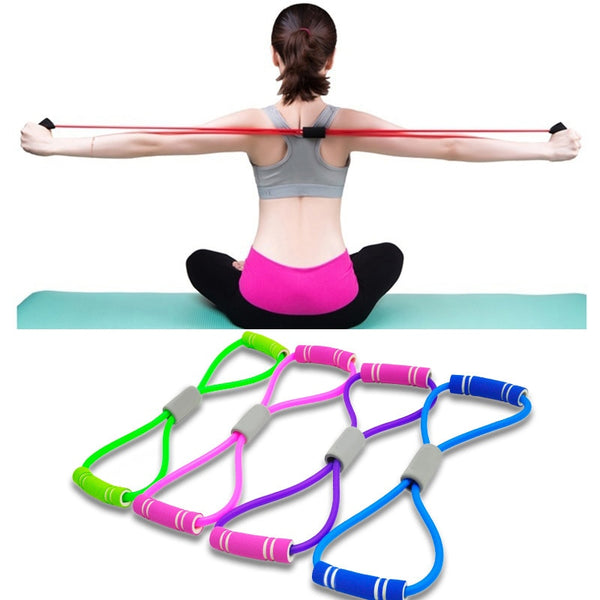 2020 Hot Yoga Gum Fitness Resistance 8 Word Chest Expander Rope Workout Muscle Fitness Rubber Elastic Bands for Sports Exercise